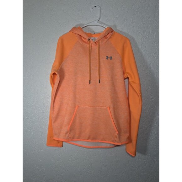 Under Armour Womens Sweatshirt Medium Orange Hoodie Loose Logo Active - Picture 1 of 4